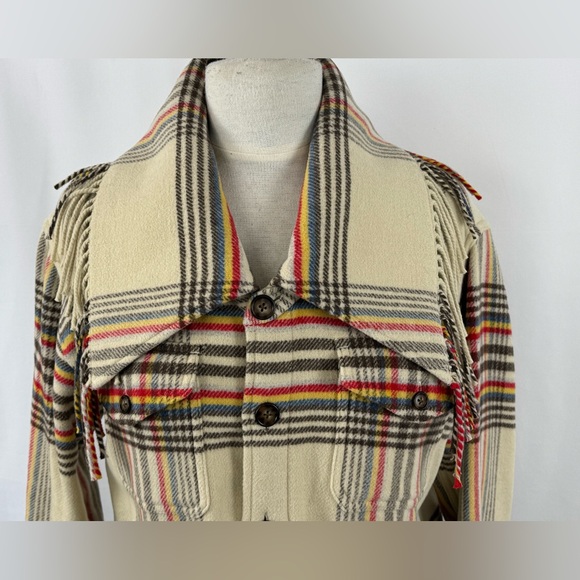 Polo Ralph Lauren Cream Plaid Fringe Jacket Women's Size XS (generous) NWOT - Picture 2 of 11